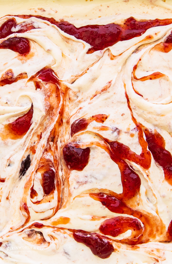 swirled strawberry and cream cheese