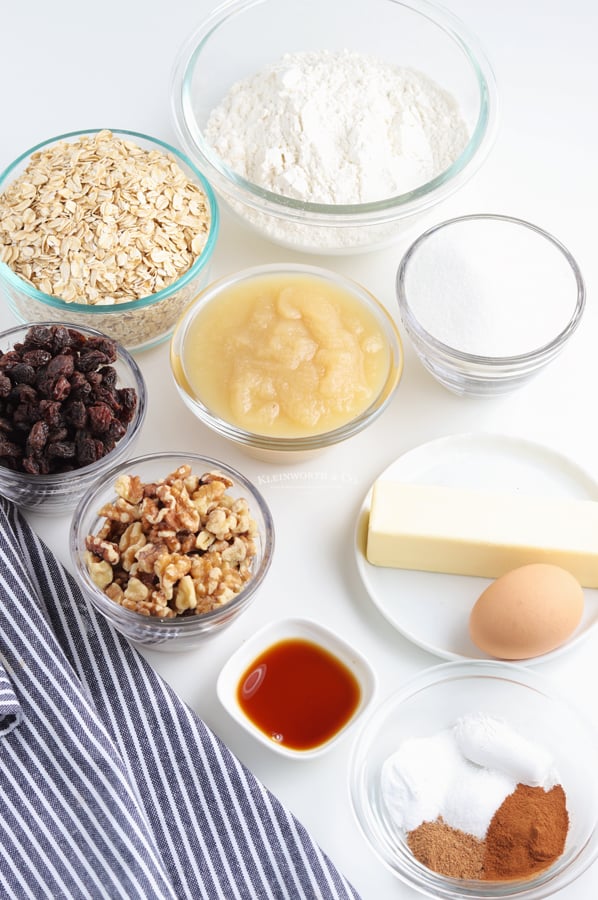 ingredients for Applesauce Oatmeal Cookies