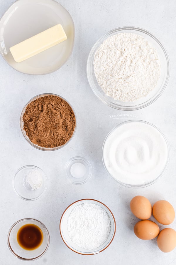 ingredients to make Chocolate Crinkle Cookies