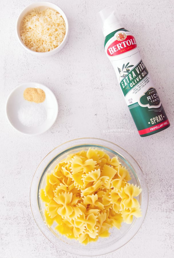 ingredients for Garlic Parmesan Pasta Chips