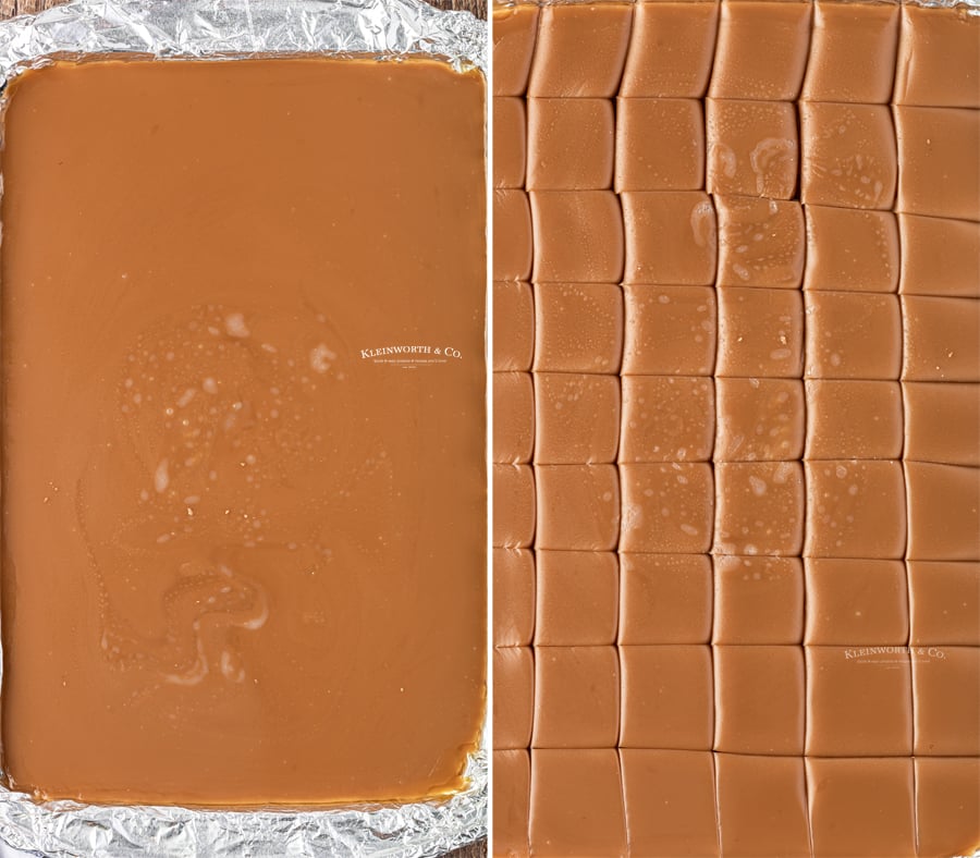 poured and cut caramel