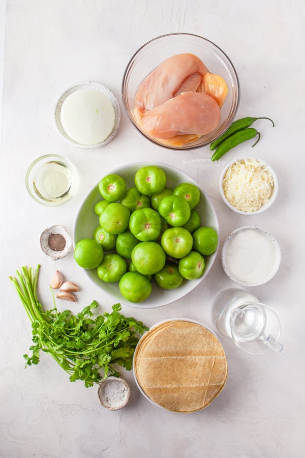 ingredients for Chicken Enchiladas Verde