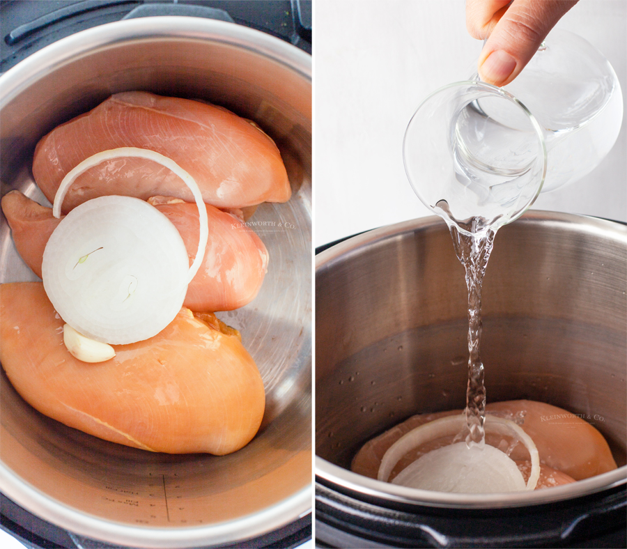 making Instant Pot chicken for enchiladas