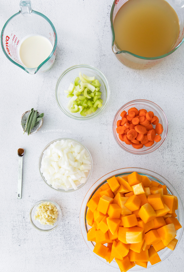 ingredients for Butternut Squash Soup