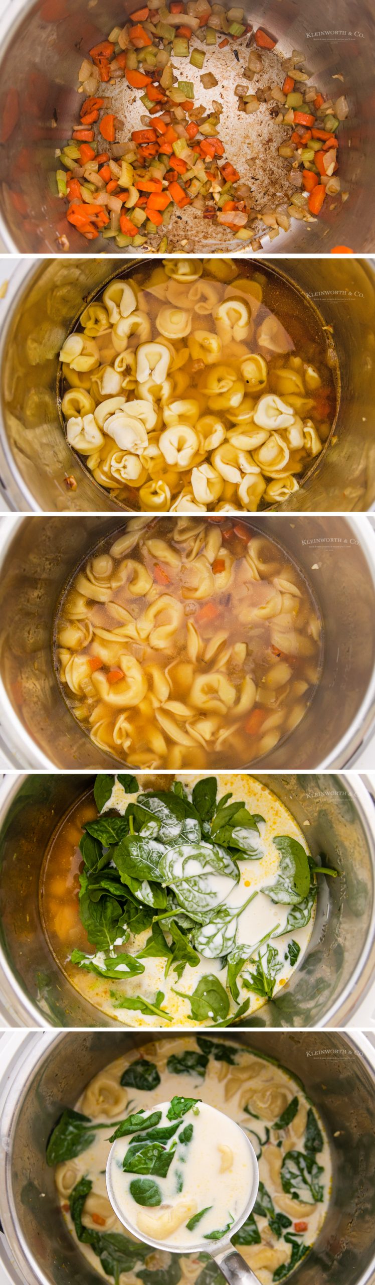 how to make Instant Pot Spinach Tortellini Soup