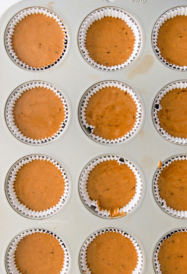 pumpkin cupcakes in the pan