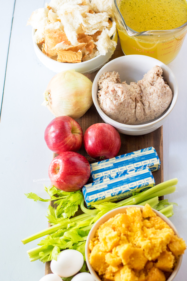 ingredients for Apple Stuffing with Sausage