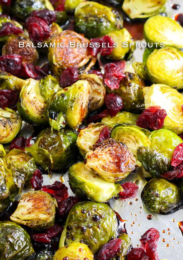 Balsamic Brussel Sprouts roasted with cranberries