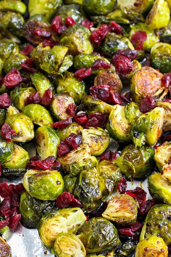 roasted Brussel Sprouts with cranberries