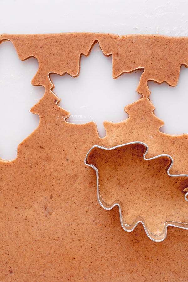 cutting dough for fall cookies