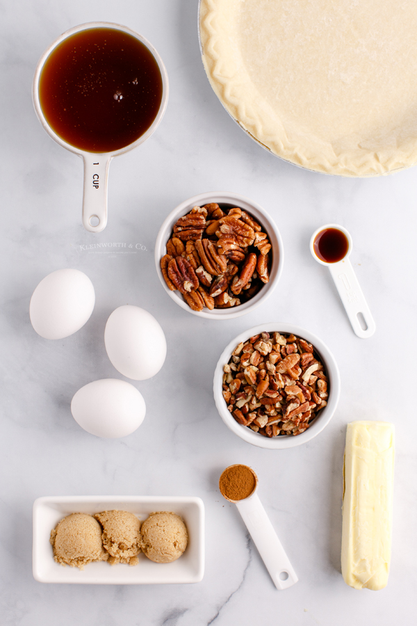 ingredients for Pecan Pie