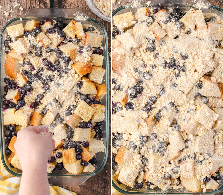 adding the crumble topping