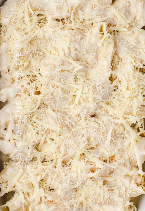 adding cheese - stuffed shells