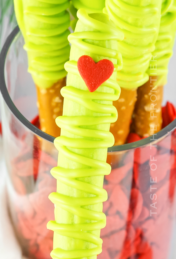 Grinch Heart Pretzels