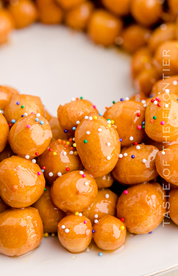 glazed dough balls with sprinkles