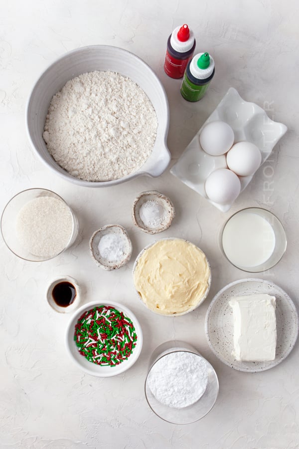 ingredients for Frosted Christmas Cookies