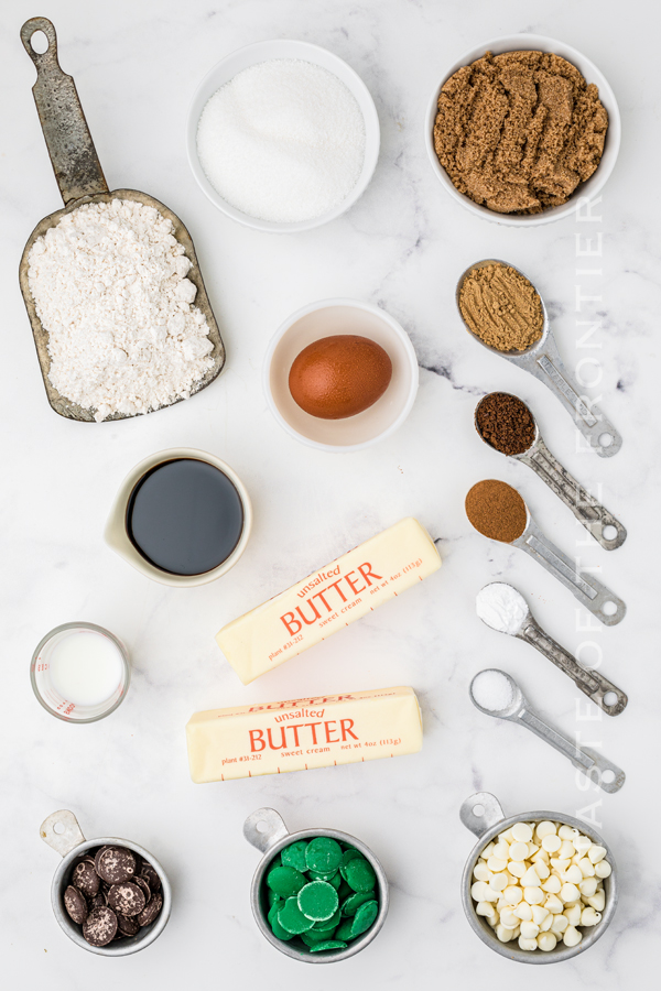 ingredients for White Chocolate Ginger Cookies