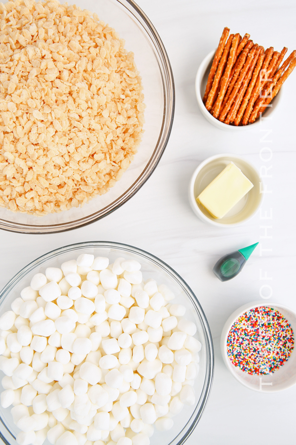 ingredients for Christmas Rice Krispie Treats