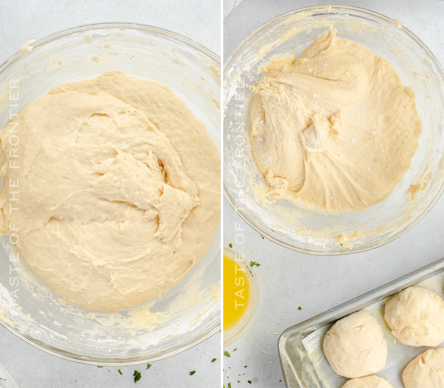 making the dough for ranch dinner rolls