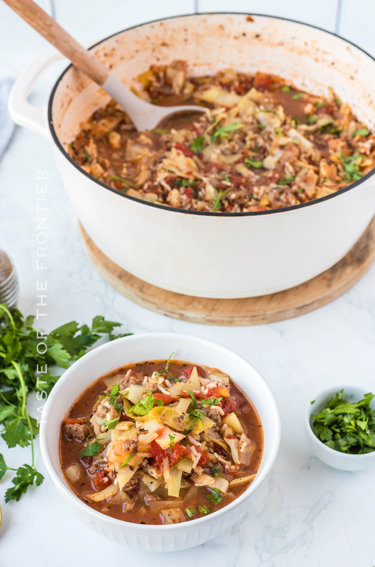 winter dinner - soup with cabbage