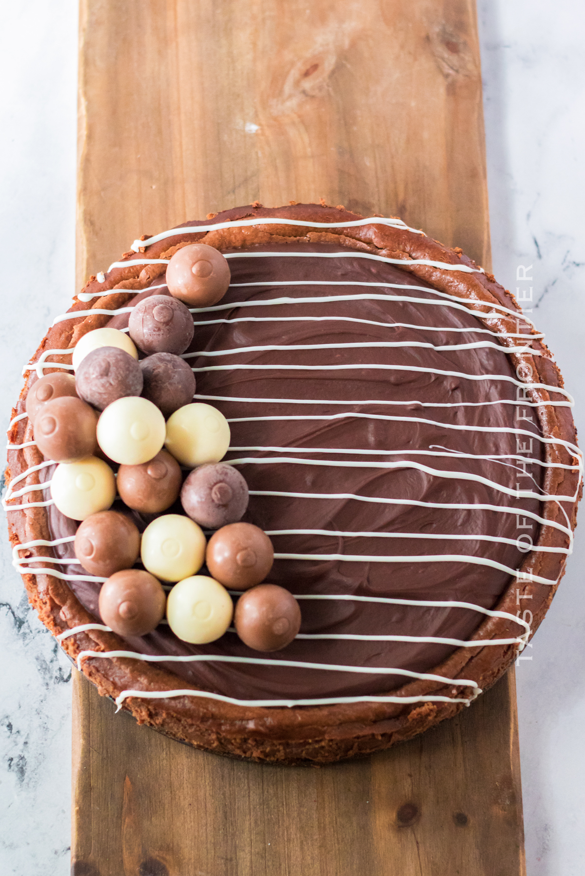 truffles on chocolate cheesecake