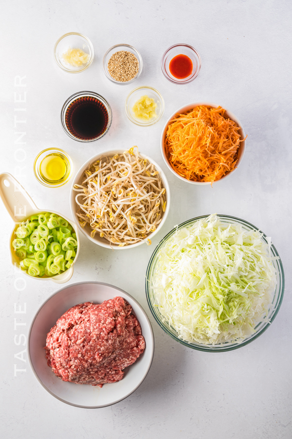 ingredients for Egg Roll Bowl