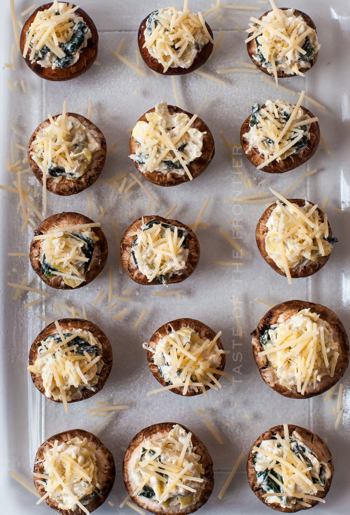 ready to bake Spinach Artichoke Stuffed Mushrooms