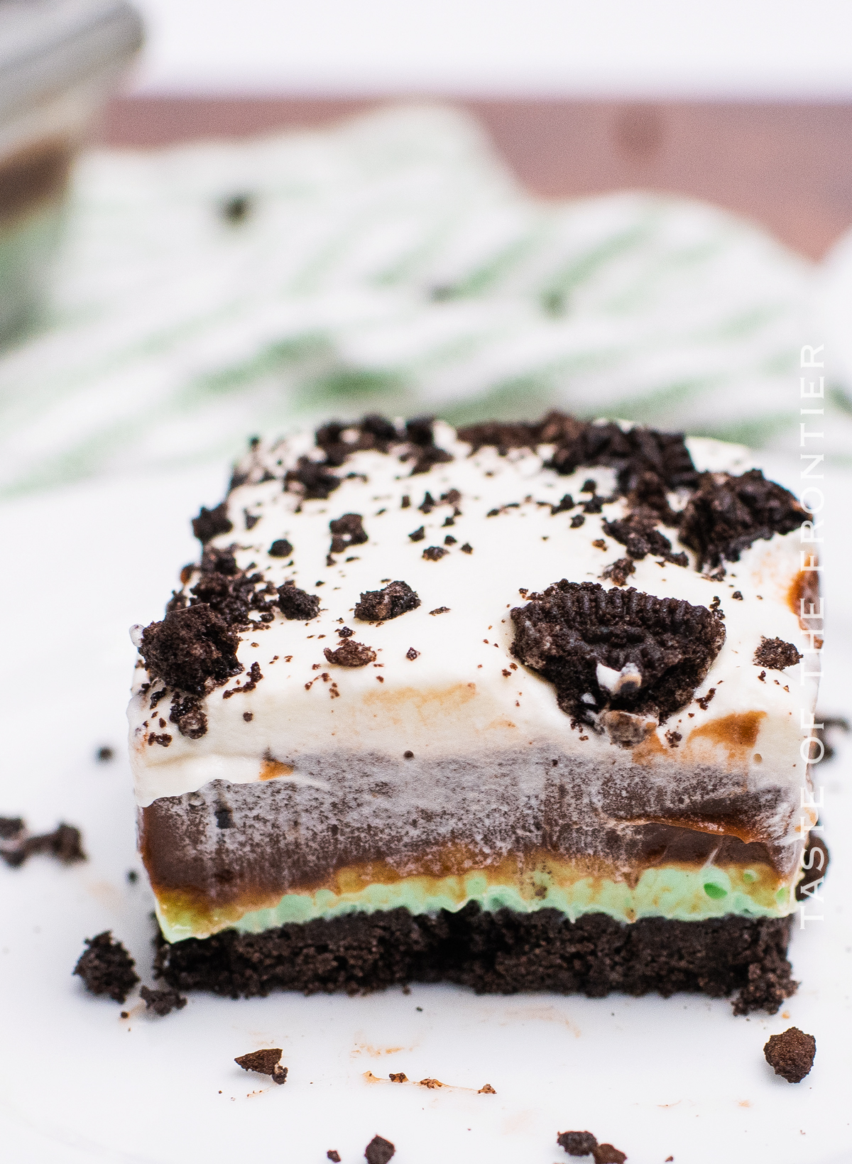 lush dessert with mint