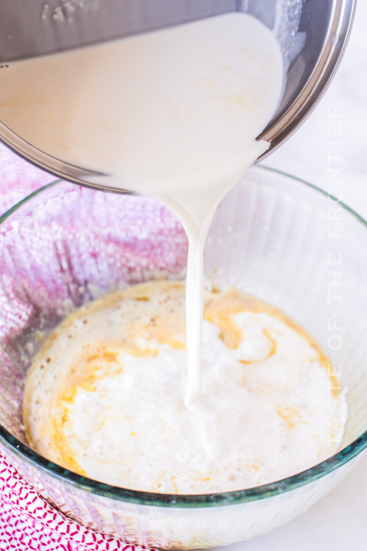 pouring the mixture