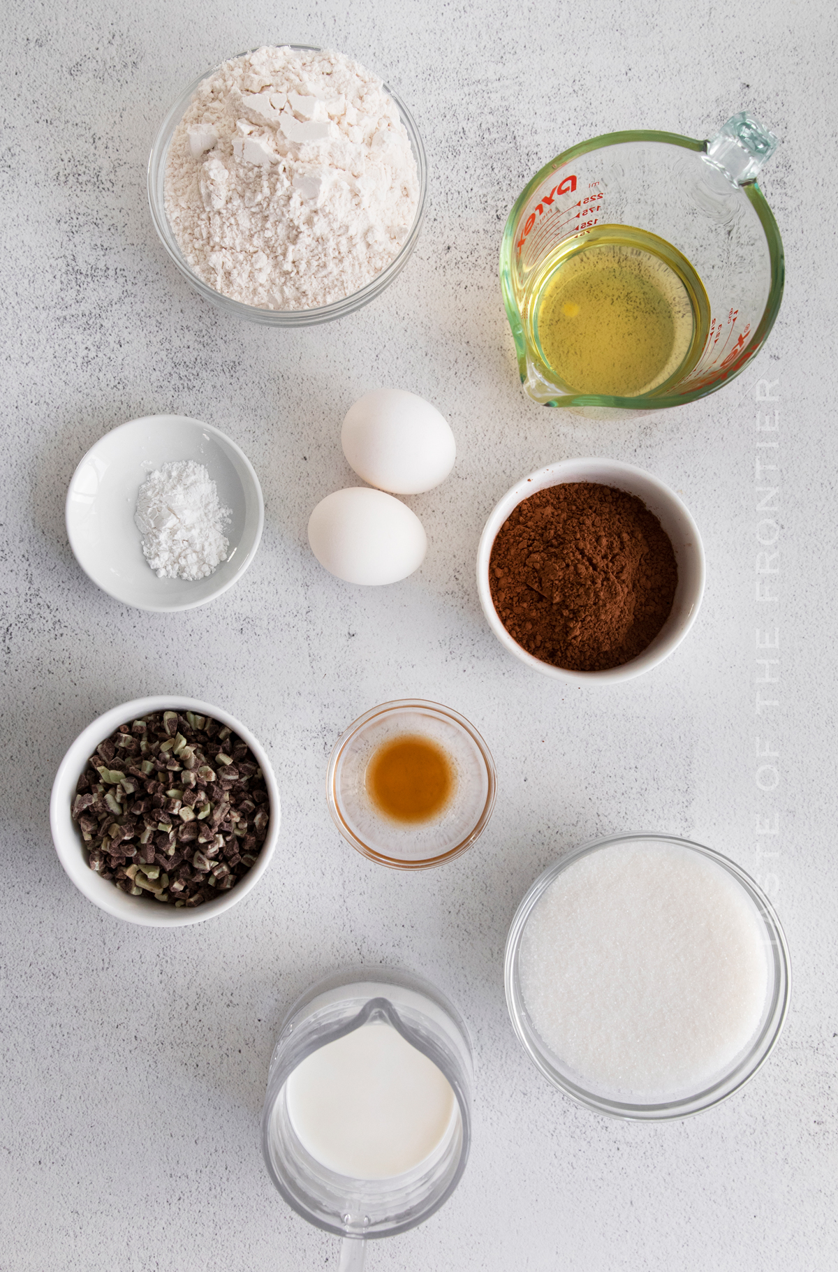 ingredients for chocolate mint cupcakes