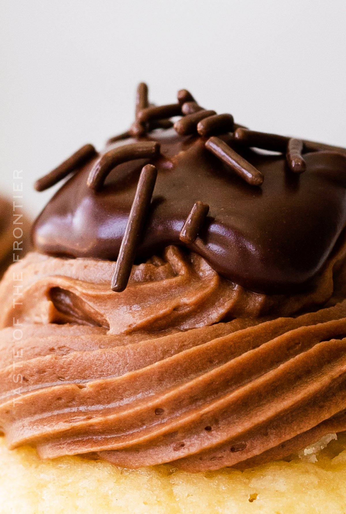 chocolate ganache on cupcake