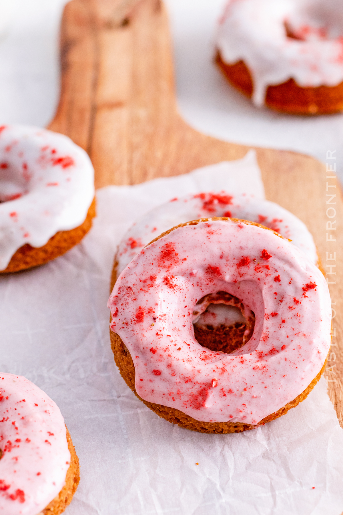 homemade baked donuts with strawberries