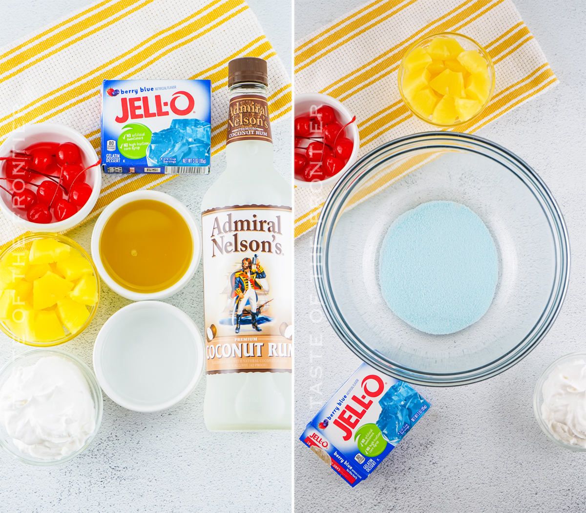 Ingredients for Blue Hawaiian Jello Shots