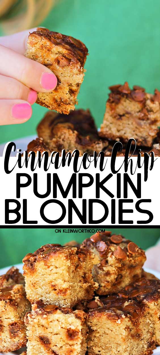 Cinnamon Chip Pumpkin Blondies