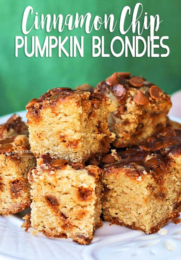 Cinnamon Chip Pumpkin Blondies