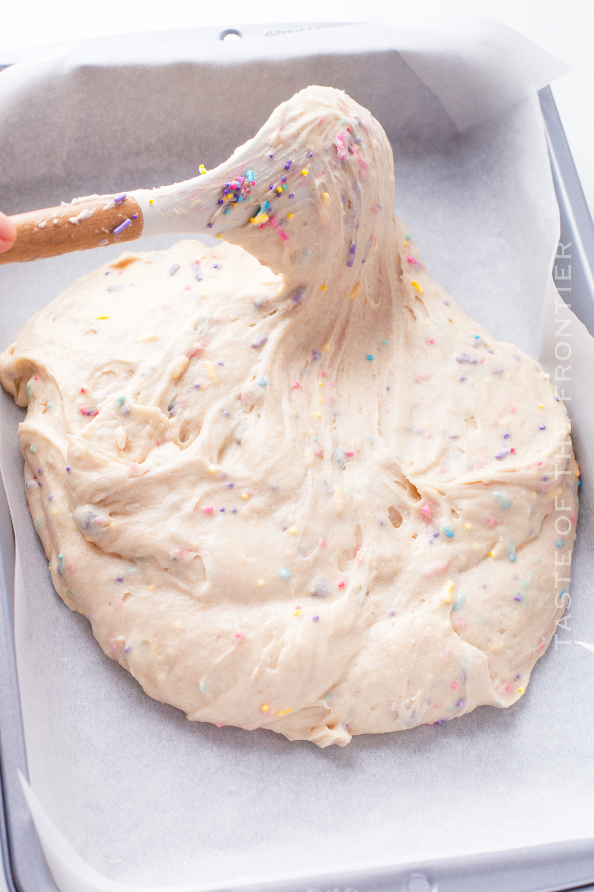 spreading the batter in the pan