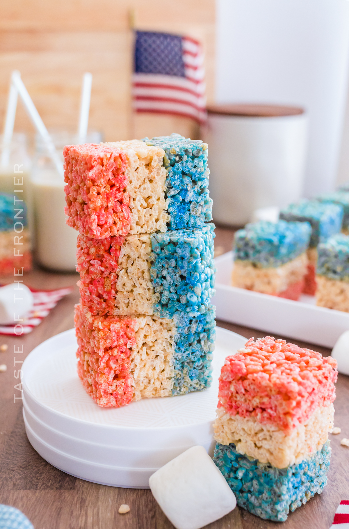 Red White and Blue Krispie Treats