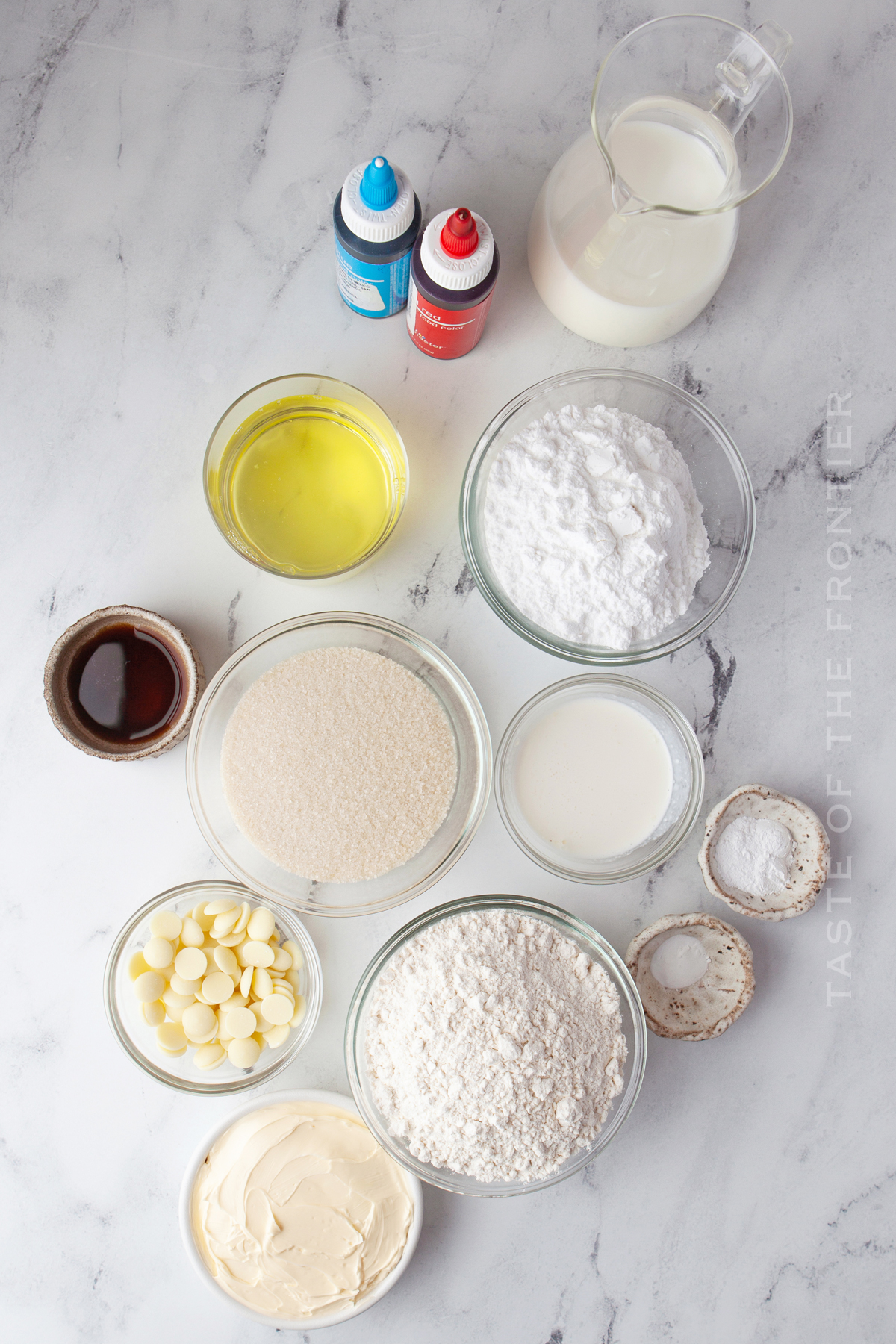 ingredients for white chocolate cupcakes