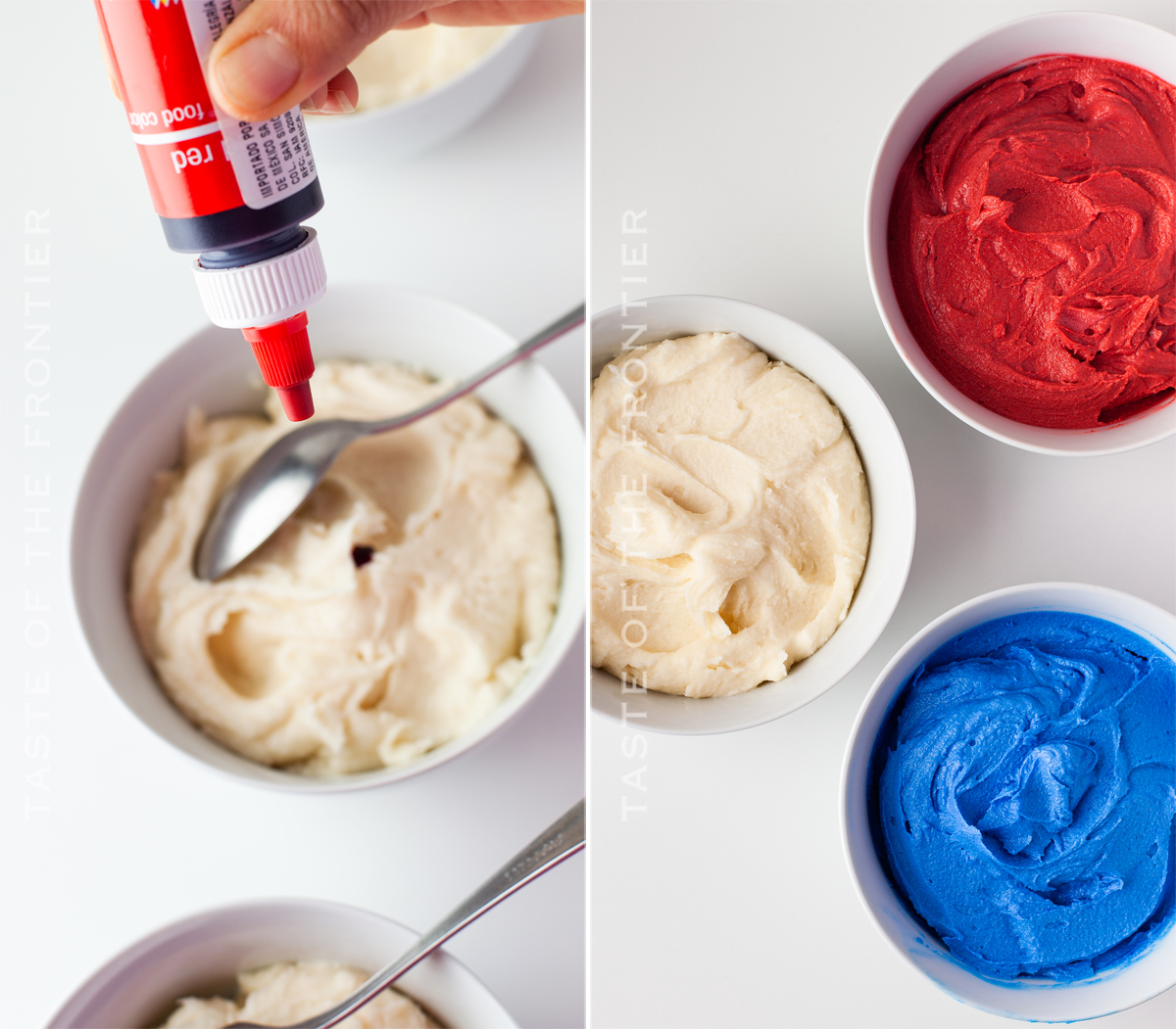 making Red White, and Blue frosting