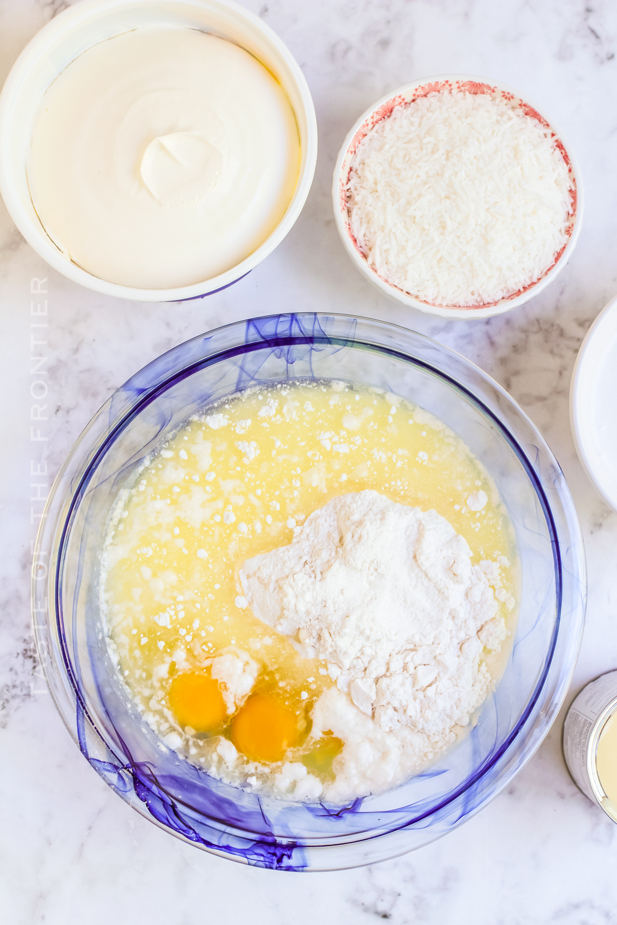 making coconut cake batter