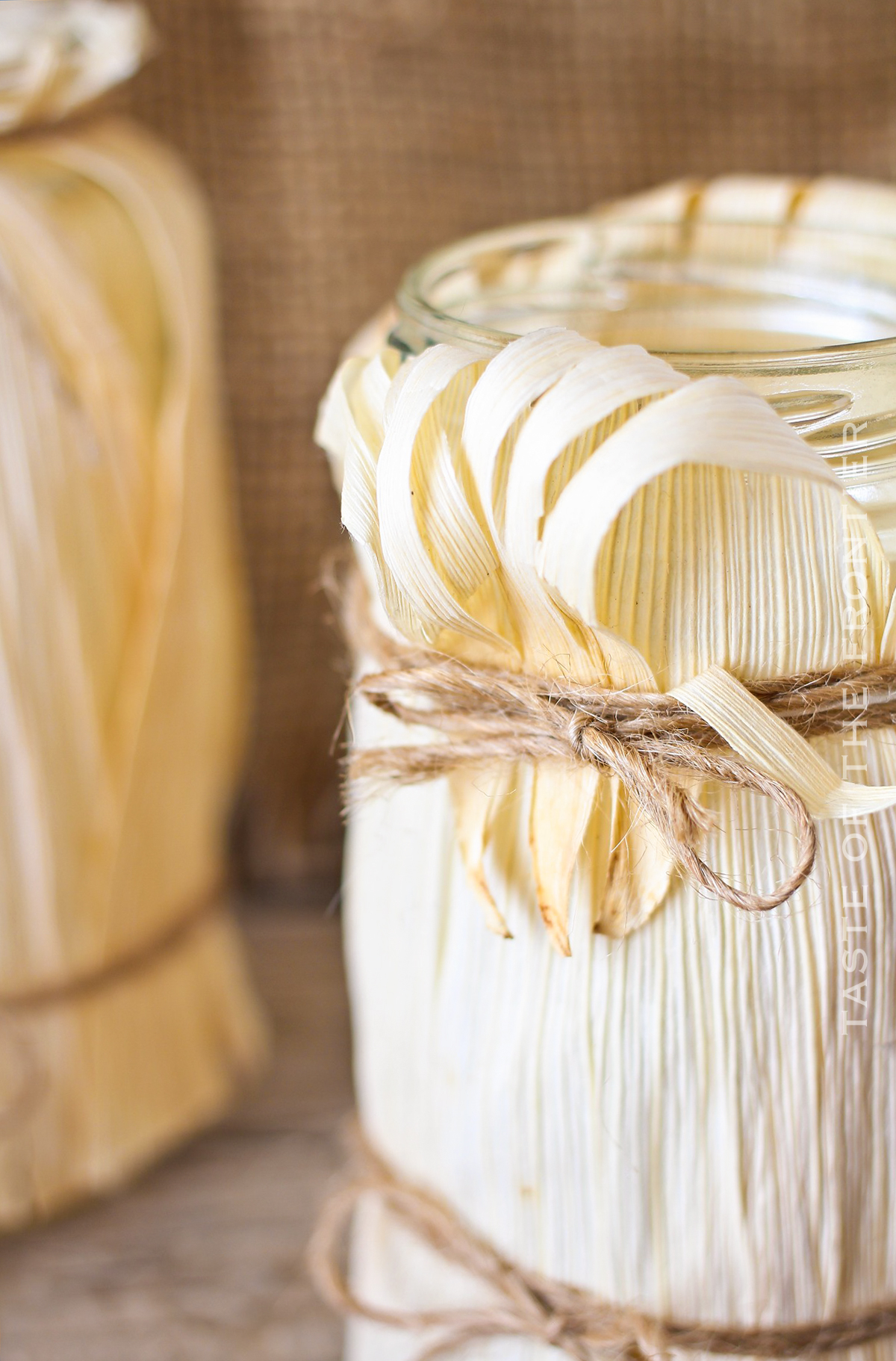 jars with corn husks