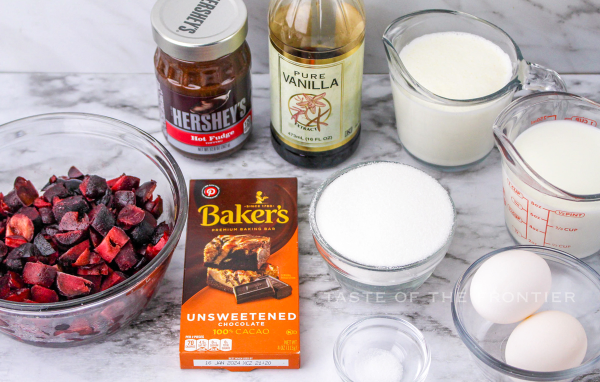 ingredients for Black Forest Ice Cream