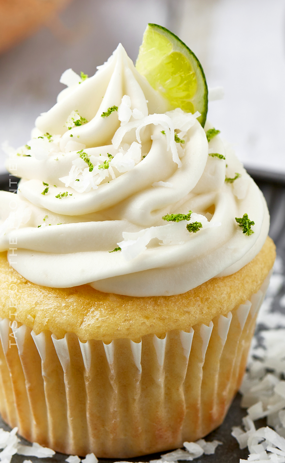 Easy Coconut Cupcakes with Lime Cream Cheese Frosting