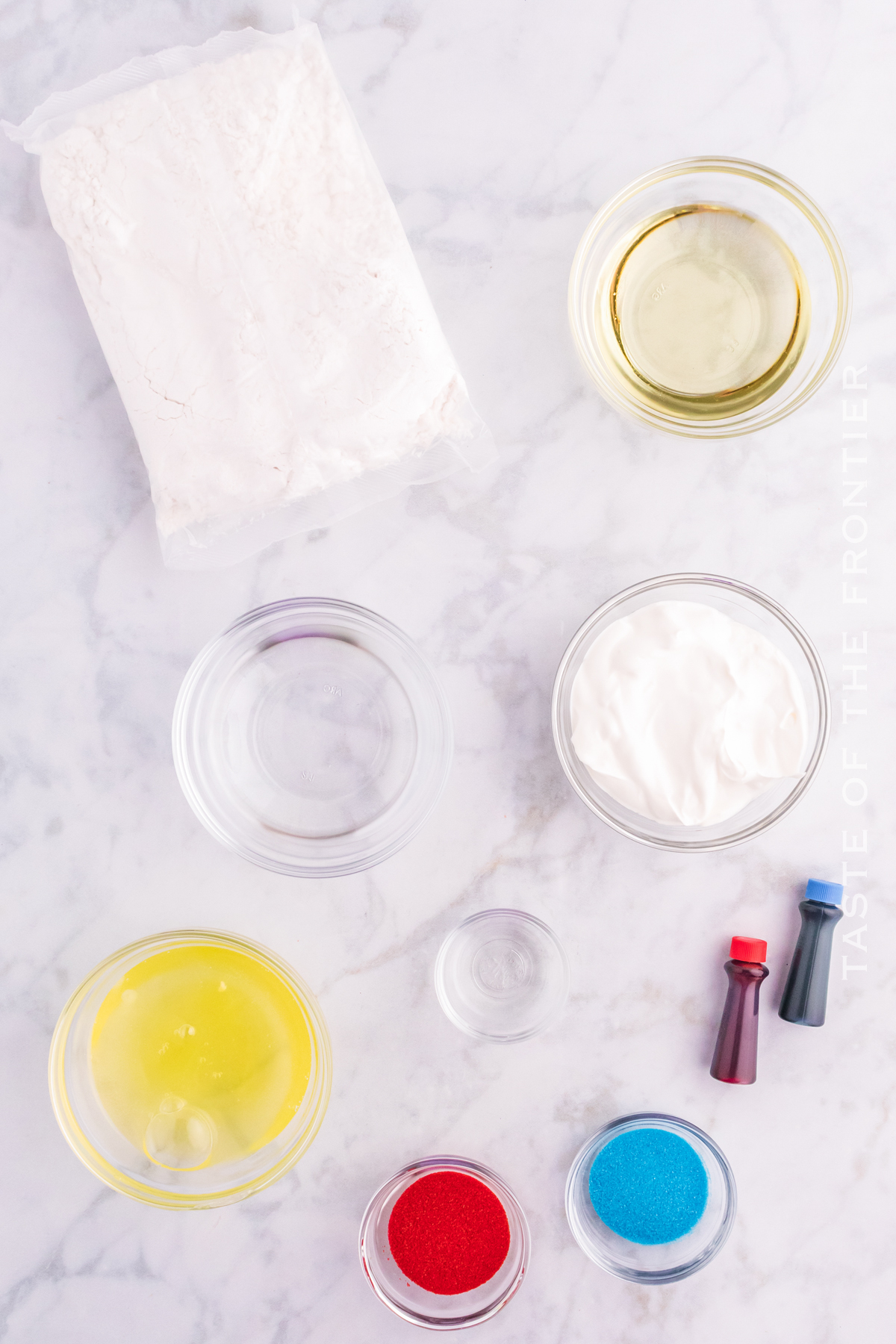 ingredients for Fourth of July Cupcakes