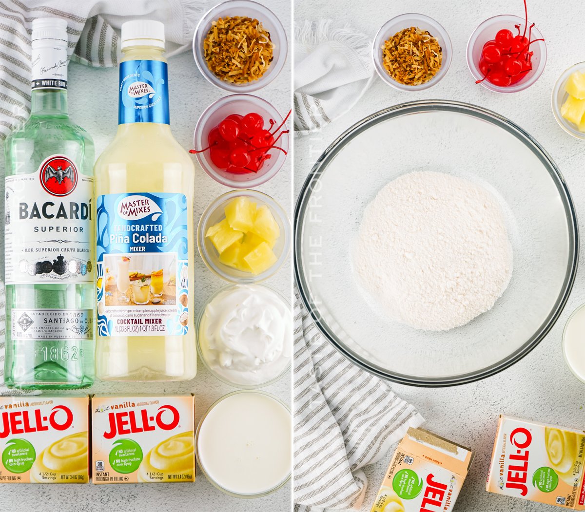 Ingredients for Piña Colada Pudding Shots