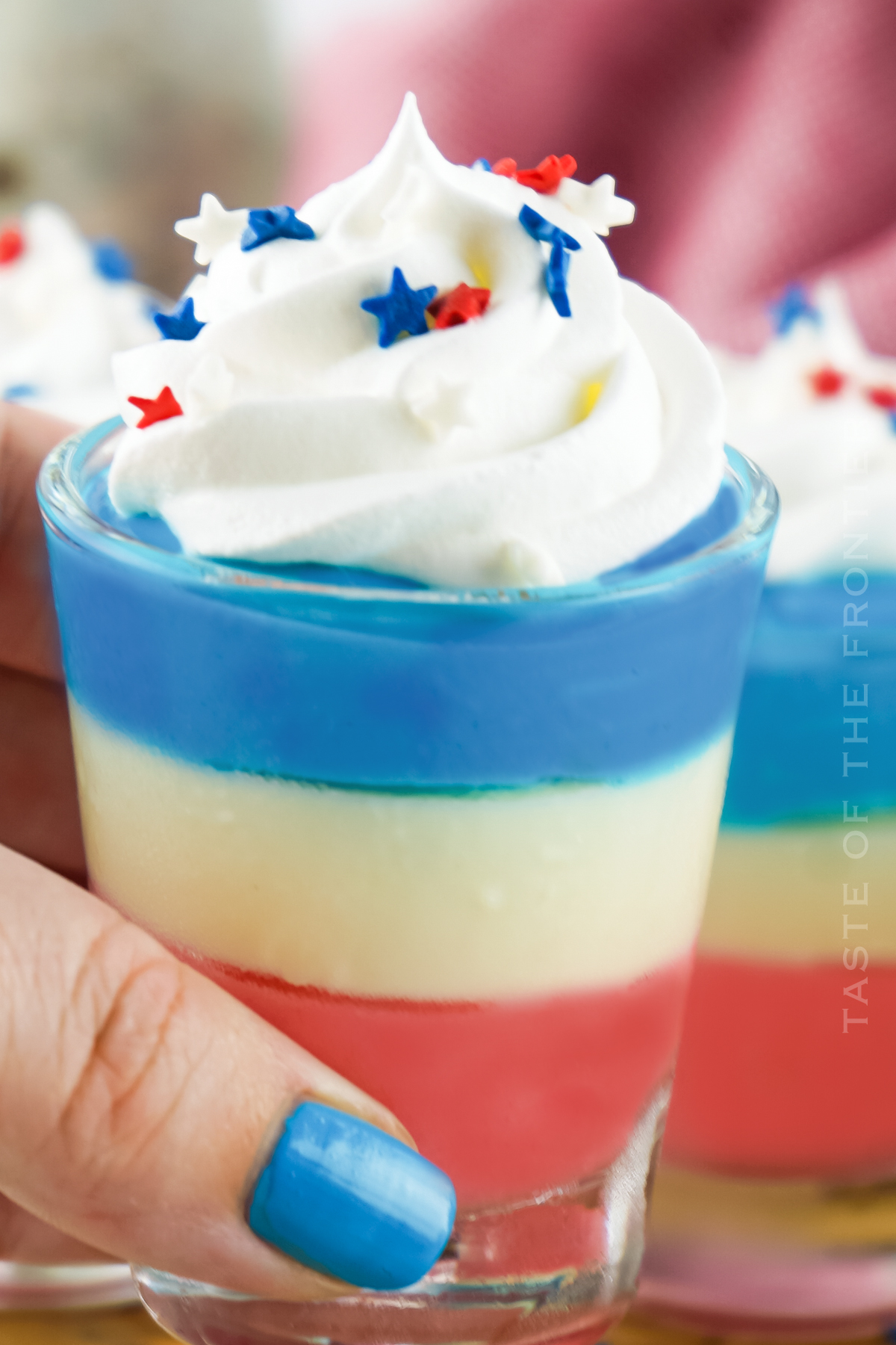 red, white and blue Pudding Shots