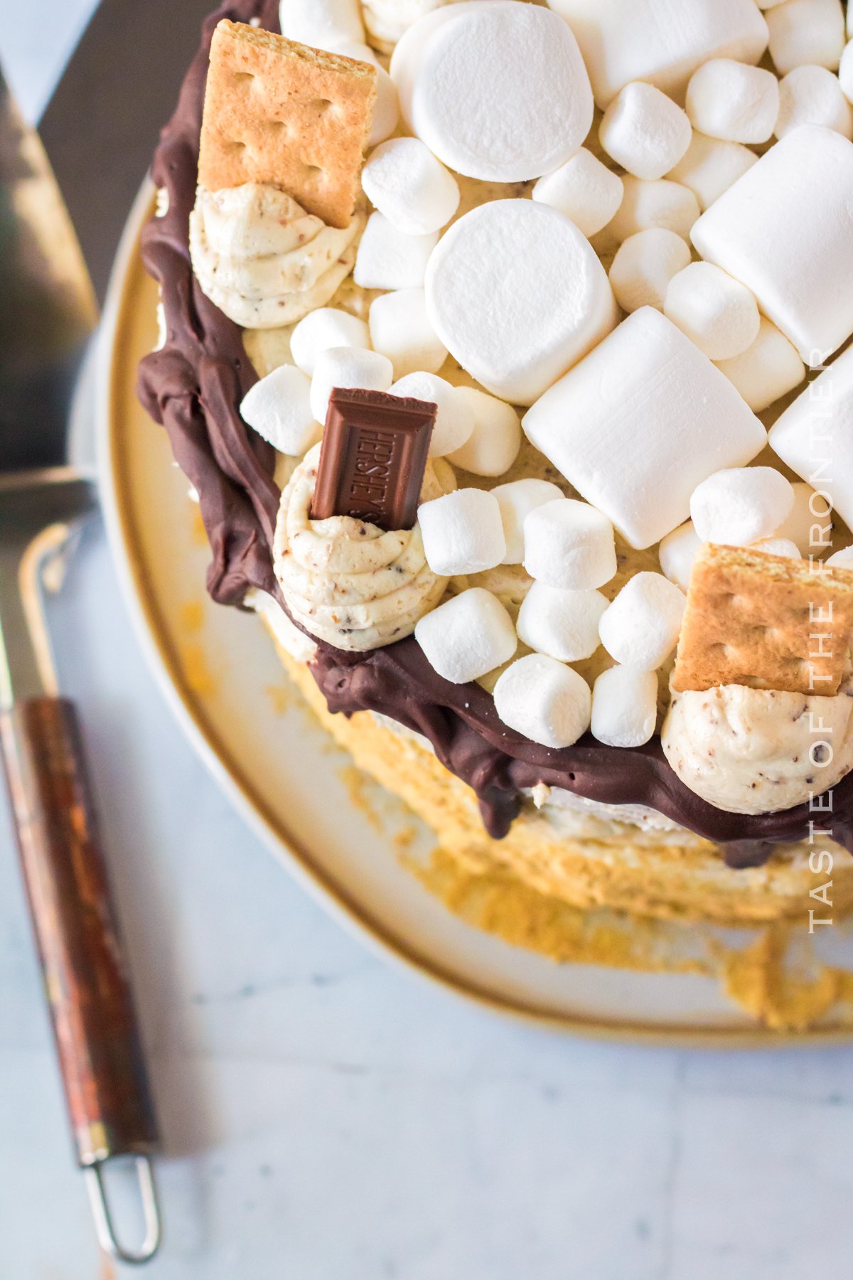 birthday cake with marshmallows and chocolate