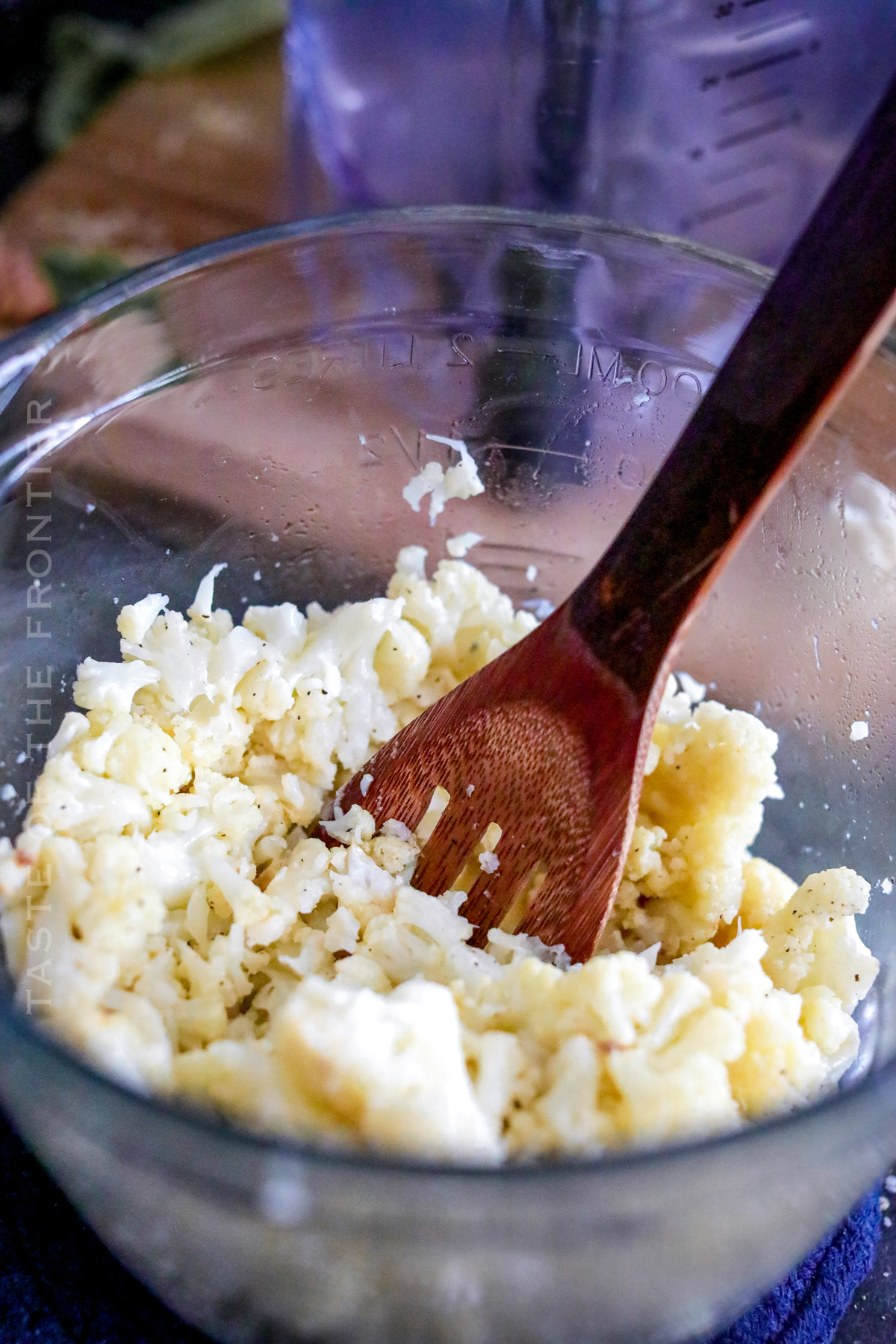 Mashing the cauliflower