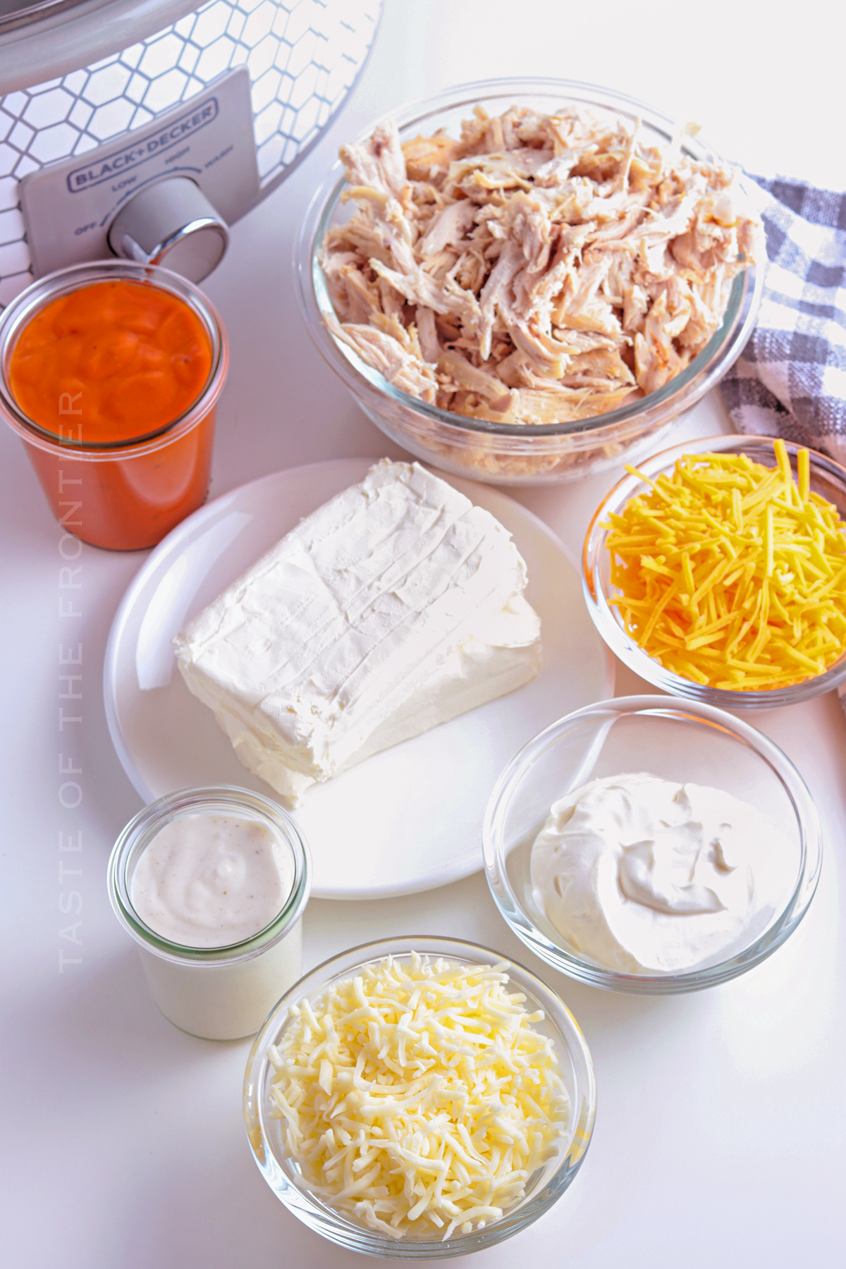 Ingredients for Slow Cooker Buffalo Chicken Dip