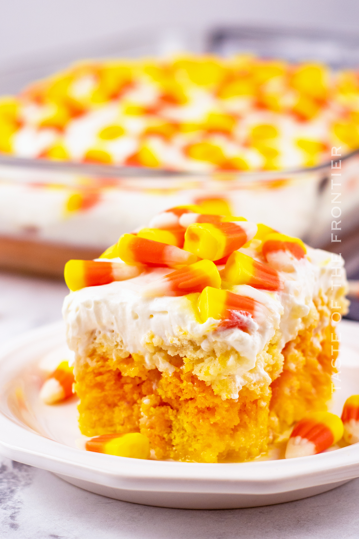 Candy Corn Poke Cake